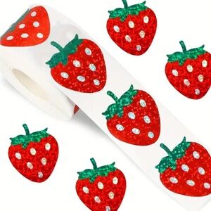 Strawberry Holographic 1” Stickers | Set of 100